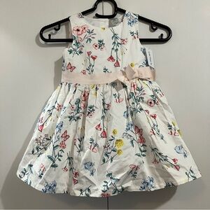 NWT Carter's White Dress with Floral Print and Pink Bow 🎀